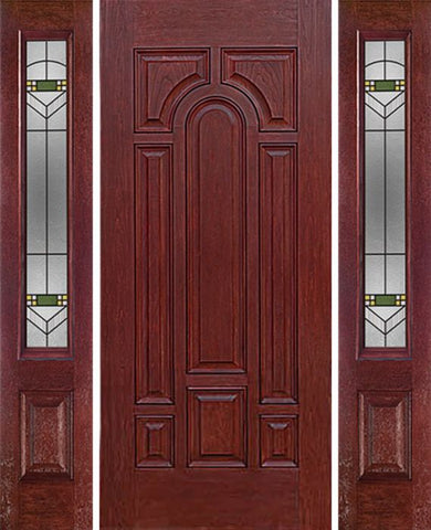 WDMA 64x80 Door (5ft4in by 6ft8in) Exterior Cherry Center Arch Panel Solid Single Entry Door Sidelights GR Glass 1