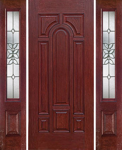 WDMA 64x80 Door (5ft4in by 6ft8in) Exterior Cherry Center Arch Panel Solid Single Entry Door Sidelights CD Glass 1