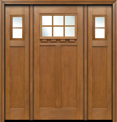 WDMA 64x80 Door (5ft4in by 6ft8in) Exterior Fir Craftsman Top 6 Lite Single Entry Door Sidelights 1