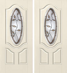 WDMA 64x80 Door (5ft4in by 6ft8in) Exterior Smooth Avonlea 3/4 Deluxe Oval Lite 2 Panel Star Double Door 1