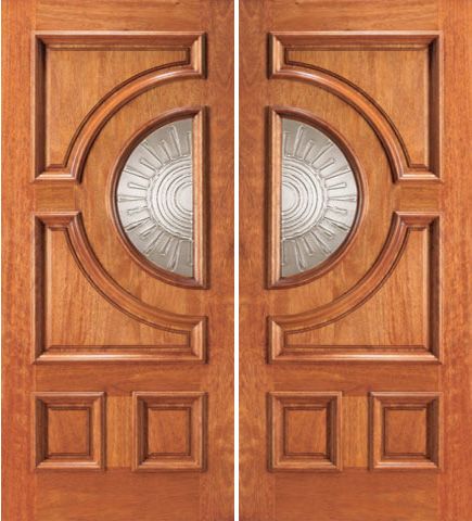 WDMA 64x80 Door (5ft4in by 6ft8in) Exterior Mahogany Front Double Door Radius Lite 1