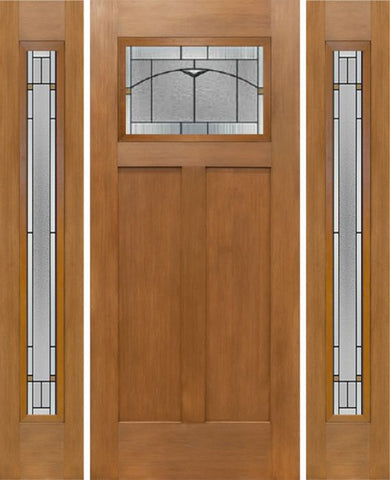 WDMA 64x80 Door (5ft4in by 6ft8in) Exterior Fir Craftsman Top Lite Single Entry Door Sidelights TP Glass 1