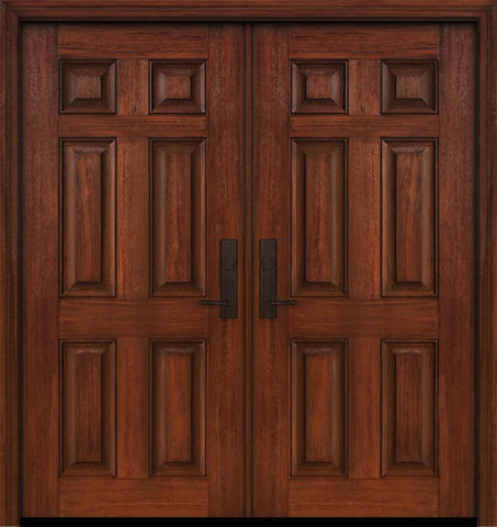 WDMA 64x80 Door (5ft4in by 6ft8in) Exterior Cherry IMPACT | 80in Double 6 Panel Door 1