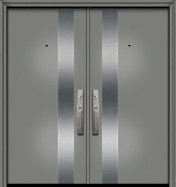 WDMA 64x80 Door (5ft4in by 6ft8in) Exterior Smooth 80in Double Costa Mesa Solid Contemporary Door 1