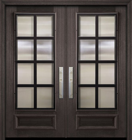 WDMA 64x80 Door (5ft4in by 6ft8in) Exterior Mahogany 80in Double 3/4 Lite Minimal Steel Grille Portobello Door 1