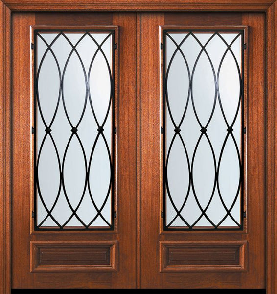WDMA 64x80 Door (5ft4in by 6ft8in) Exterior Mahogany 80in Double 3/4 Lite La Salle Door 1