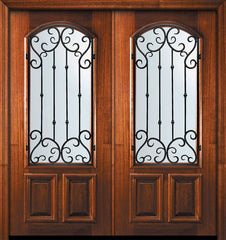 WDMA 64x80 Door (5ft4in by 6ft8in) Exterior Mahogany 80in Double Arch Lite Valencia Door 1