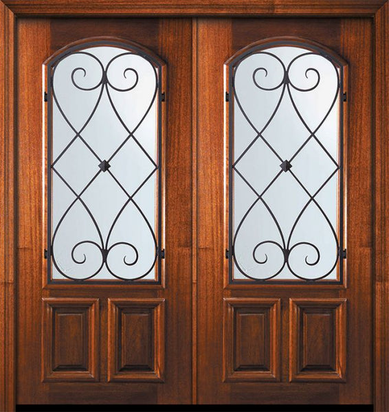 WDMA 64x80 Door (5ft4in by 6ft8in) Exterior Mahogany 80in Double Arch Lite Charleston Door 1