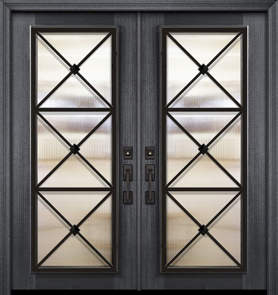 WDMA 64x80 Door (5ft4in by 6ft8in) Exterior Mahogany 80in Double Full Lite Republic Portobello Door 1
