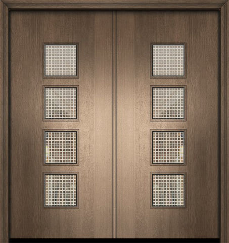 WDMA 64x80 Door (5ft4in by 6ft8in) Exterior Mahogany 80in Double Venice Contemporary Door w/Metal Grid 1