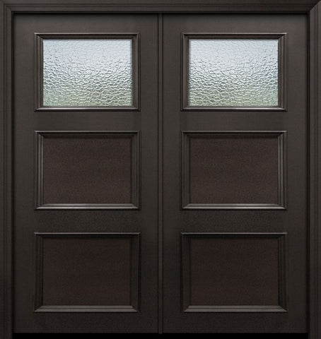 WDMA 64x80 Door (5ft4in by 6ft8in) Exterior 80in ThermaPlus Steel 1 Lite 2 Panel Continental Double Door w/ Textured Glass 1