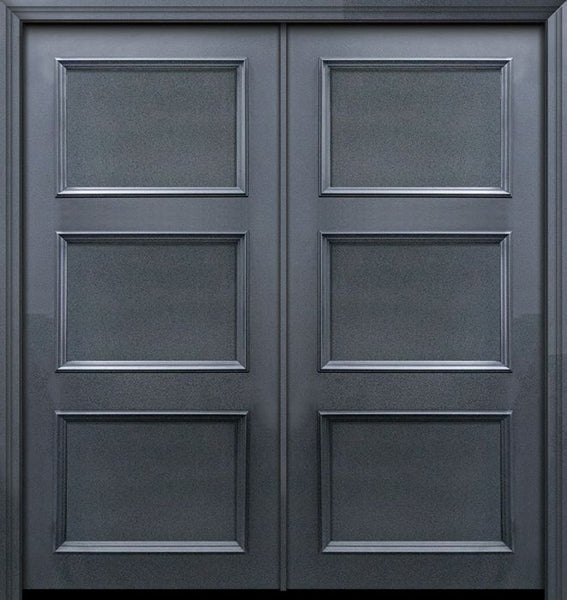 WDMA 64x80 Door (5ft4in by 6ft8in) Exterior 80in ThermaPlus Steel 3 Panel Solid Continental Double Door 1