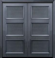 WDMA 64x80 Door (5ft4in by 6ft8in) Exterior 80in ThermaPlus Steel 3 Panel Solid Continental Double Door 1