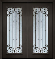 WDMA 64x80 Door (5ft4in by 6ft8in) Exterior 80in ThermaPlus Steel Valencia 1 Panel Full Lite Double Door 1
