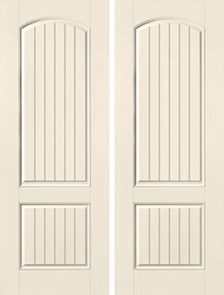 WDMA 64x96 Door (5ft4in by 8ft) Exterior Smooth 8ft 2 Panel Plank Soft Arch Star Double Door 1