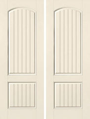 WDMA 64x96 Door (5ft4in by 8ft) Exterior Smooth 8ft 2 Panel Plank Soft Arch Star Double Door 1