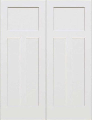 WDMA 64x96 Door (5ft4in by 8ft) Interior Swing Smooth 96in 3-Panel Craftsman Primed Double Door 1