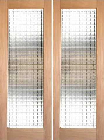 WDMA 64x96 Door (5ft4in by 8ft) Interior Swing Tropical Hardwood Double Door 1-Lite FG-10 Weaving Glass 1