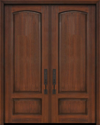 WDMA 64x96 Door (5ft4in by 8ft) Exterior Cherry IMPACT | 96in Double 2 Panel Arch or Knotty Alder Door 1