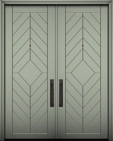 WDMA 64x96 Door (5ft4in by 8ft) Exterior Smooth 96in Double Lynnwood Solid Contemporary Door 1