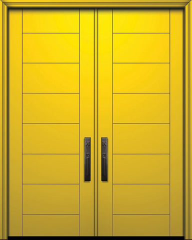 WDMA 64x96 Door (5ft4in by 8ft) Exterior Smooth 96in Double Brentwood Solid Contemporary Door 1
