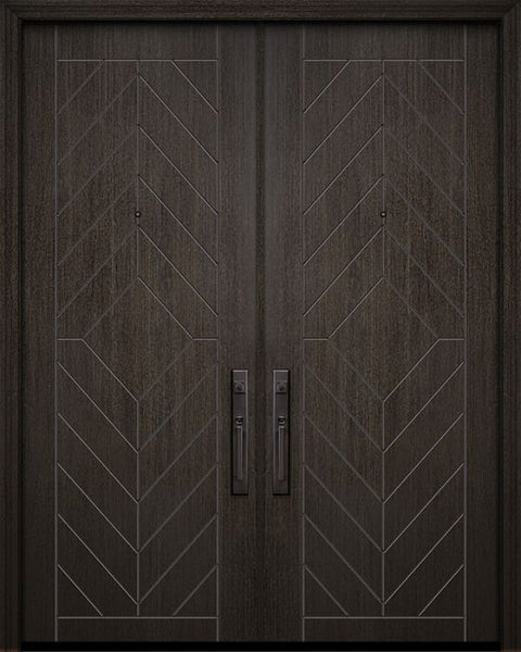 WDMA 64x96 Door (5ft4in by 8ft) Exterior Mahogany IMPACT | 96in Double Lynnwood Solid Contemporary Door 1
