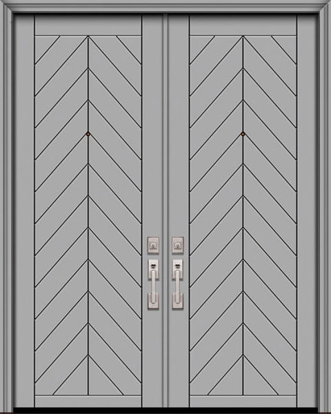 WDMA 64x96 Door (5ft4in by 8ft) Exterior Smooth IMPACT | 96in Double Chevron Solid Contemporary Door 1