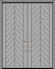 WDMA 64x96 Door (5ft4in by 8ft) Exterior Smooth IMPACT | 96in Double Chevron Solid Contemporary Door 1