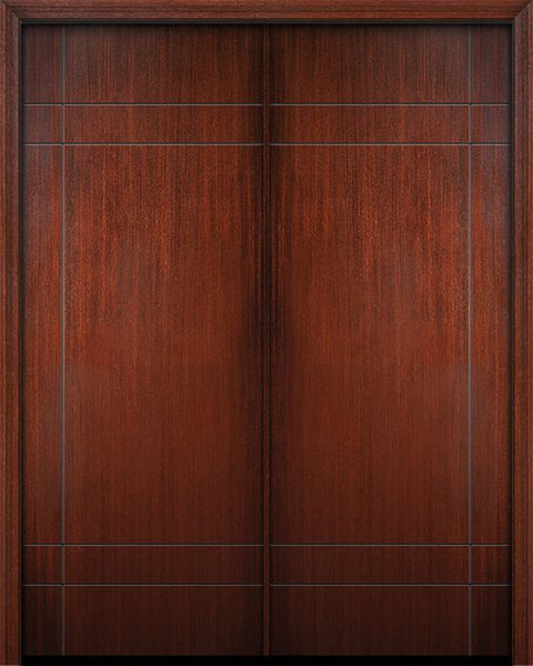WDMA 64x96 Door (5ft4in by 8ft) Exterior Mahogany IMPACT | 96in Double Inglewood Solid Contemporary Door 1