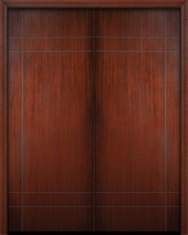 WDMA 64x96 Door (5ft4in by 8ft) Exterior Mahogany IMPACT | 96in Double Inglewood Solid Contemporary Door 1