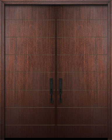 WDMA 64x96 Door (5ft4in by 8ft) Exterior Mahogany IMPACT | 96in Double Westwood Solid Contemporary Door 1