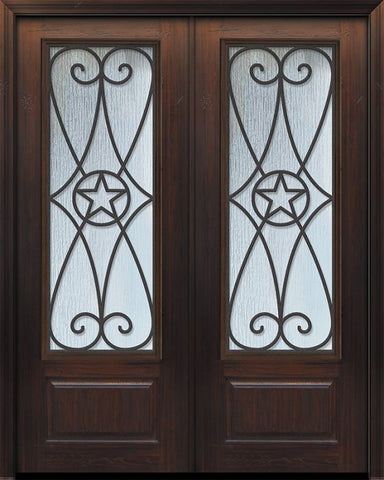 WDMA 64x96 Door (5ft4in by 8ft) Exterior Cherry 96in Double 1 Panel 3/4 Lite Austin / Walnut Door 1