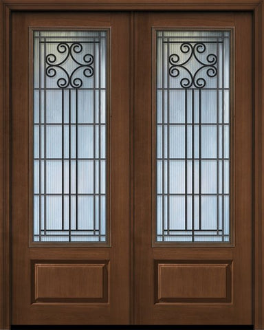 WDMA 64x96 Door (5ft4in by 8ft) Exterior Cherry 96in Double 1 Panel 3/4 Lite Novara / Walnut Door 1