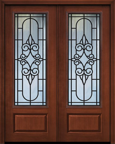WDMA 64x96 Door (5ft4in by 8ft) Exterior Cherry 96in Double 1 Panel 3/4 Lite Salento / Walnut Door 1