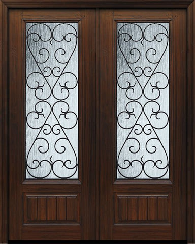 WDMA 64x96 Door (5ft4in by 8ft) Exterior Cherry 96in Double 1 Panel 3/4 Lite Palermo / Walnut Door 1