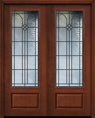 WDMA 64x96 Door (5ft4in by 8ft) Exterior Cherry 96in Double 1 Panel 3/4 Lite Cantania / Walnut Door 1