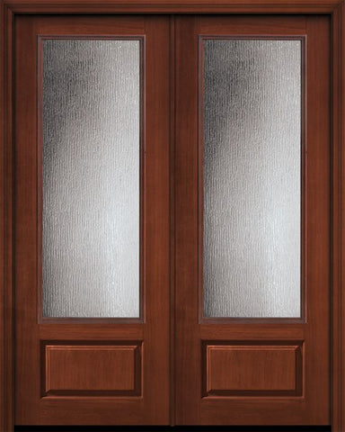 WDMA 64x96 Door (5ft4in by 8ft) Exterior Cherry 96in Double 3/4 Lite Privacy Glass Door 1