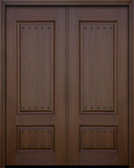 WDMA 64x96 Door (5ft4in by 8ft) Exterior Mahogany 96in Double 2 Panel Square Door with Clavos 1