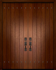 WDMA 64x96 Door (5ft4in by 8ft) Exterior Mahogany IMPACT | 96in Double Plank Door with Clavos 1