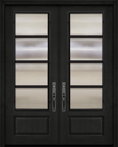 WDMA 64x96 Door (5ft4in by 8ft) Exterior Cherry IMPACT | 96in Double 1 Panel 3/4 Lite Urban Steel Grille Door 1