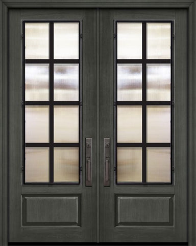 WDMA 64x96 Door (5ft4in by 8ft) Exterior Cherry IMPACT | 96in Double 1 Panel 3/4 Lite Minimal Steel Grille Door 1