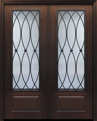 WDMA 64x96 Door (5ft4in by 8ft) Exterior Cherry IMPACT | 96in Double 1 Panel 3/4 Lite La Salle Door 1