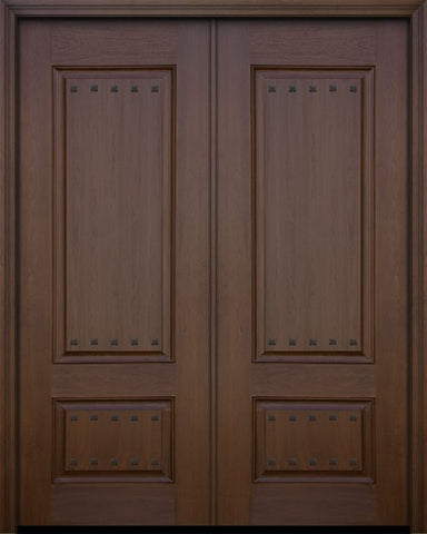 WDMA 64x96 Door (5ft4in by 8ft) Exterior Mahogany IMPACT | 96in Double 2 Panel Square Door with Clavos 1