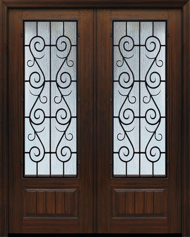 WDMA 64x96 Door (5ft4in by 8ft) Exterior Cherry 96in Double 1 Panel 3/4 Lite St Charles Door 1