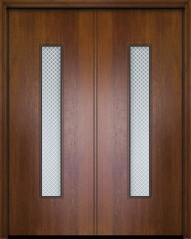 WDMA 64x96 Door (5ft4in by 8ft) Exterior Mahogany 96in Double Malibu Contemporary Door w/Metal Grid 1