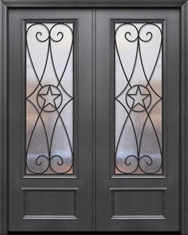 WDMA 64x96 Door (5ft4in by 8ft) Exterior 96in ThermaPlus Steel Austin 1 Panel 3/4 Lite GBG Double Door 1