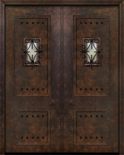 WDMA 64x96 Door (5ft4in by 8ft) Exterior 96in ThermaPlus Steel 2 Panel Double Door with Speakeasy / Clavos 1