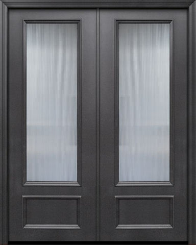 WDMA 64x96 Door (5ft4in by 8ft) Exterior 96in ThermaPlus Steel 3/4 Lite Privacy Glass Double Door 1