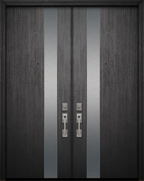 WDMA 64x96 Door (5ft4in by 8ft) Exterior Mahogany 96in Double Costa Mesa Solid Contemporary Door 1
