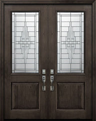 WDMA 64x96 Door (5ft4in by 8ft) Exterior Knotty Alder 96in Double 1 Panel 2/3 Lite Remington Door 1